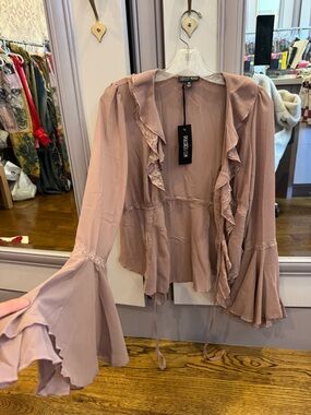 Current Mood Dusty Mauve Ruffle Bell-Sleeve Blouse